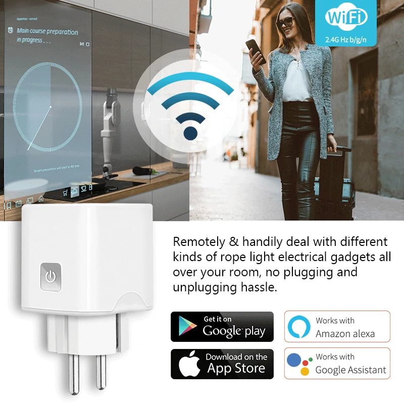 Aubess Ewelink WiFi EÚ Smart Plug 10A 220V Adaptér, Diaľkové Ovládanie Hlasom Časovač Zásuvka Pre Domovská stránka Google Alexa Yandex Alice Obrázok 3