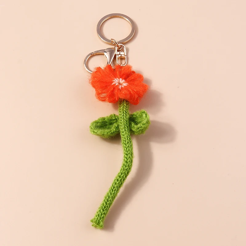 Ručne Pletené Keychain Keyring Pre Ženy Roztomilý Dievča Háčkované Kvet Húb, Prívesky Auto Krúžok Na Kľúče V Kabelke Charms Dary Obrázok 1