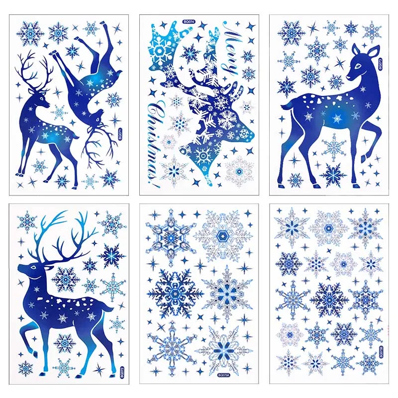 1Set Vymeniteľné Vianočné PVC Statické Nálepky Elk Okno Nálepky Skrášliť Snowflake Stenu Nový Rok Party Domov Sklo Dekor Obrázok 1