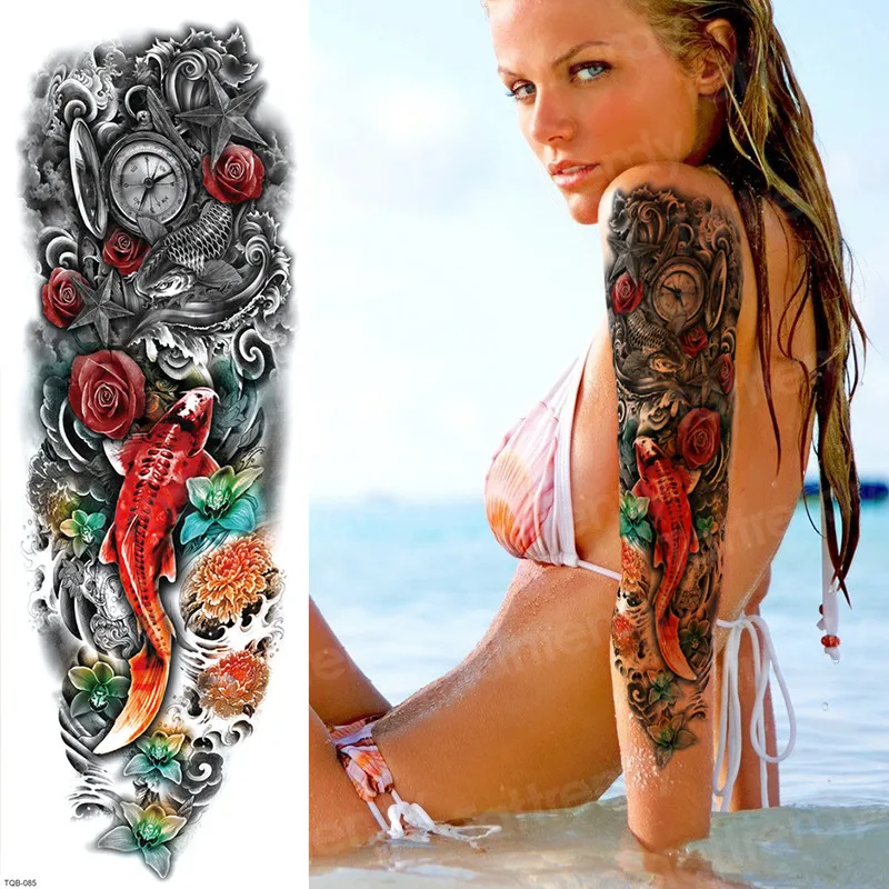 tattoo rukáv ženy, sex robot stroj tetovanie oversleeve lebky tetovanie dlhý rukáv kostra dočasné tetovanie čiernou veľké nálepky Obrázok 4
