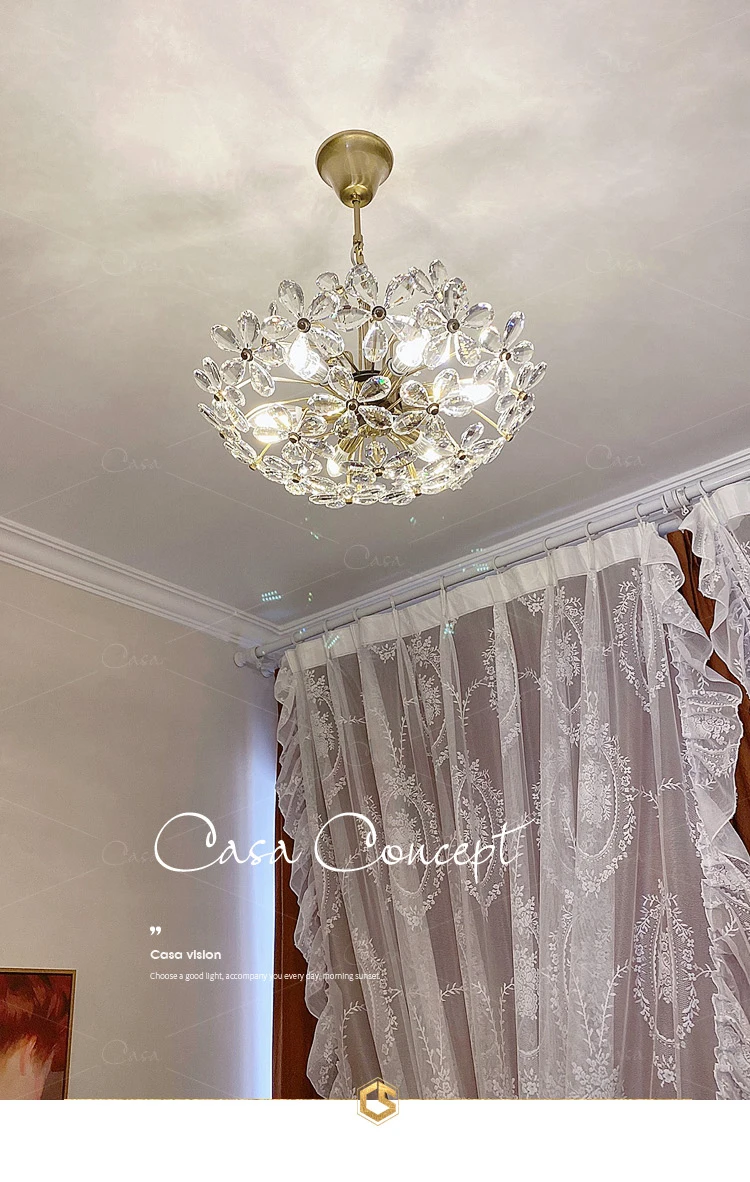 Moderné Luxusné Kvetinové Krištáľové Lustre Francúzske Retro Závesné Lampy, Stropné Lampy, Vnútorné Osvetlenie Domova Obývacia Izba, Spálňa Obrázok 0