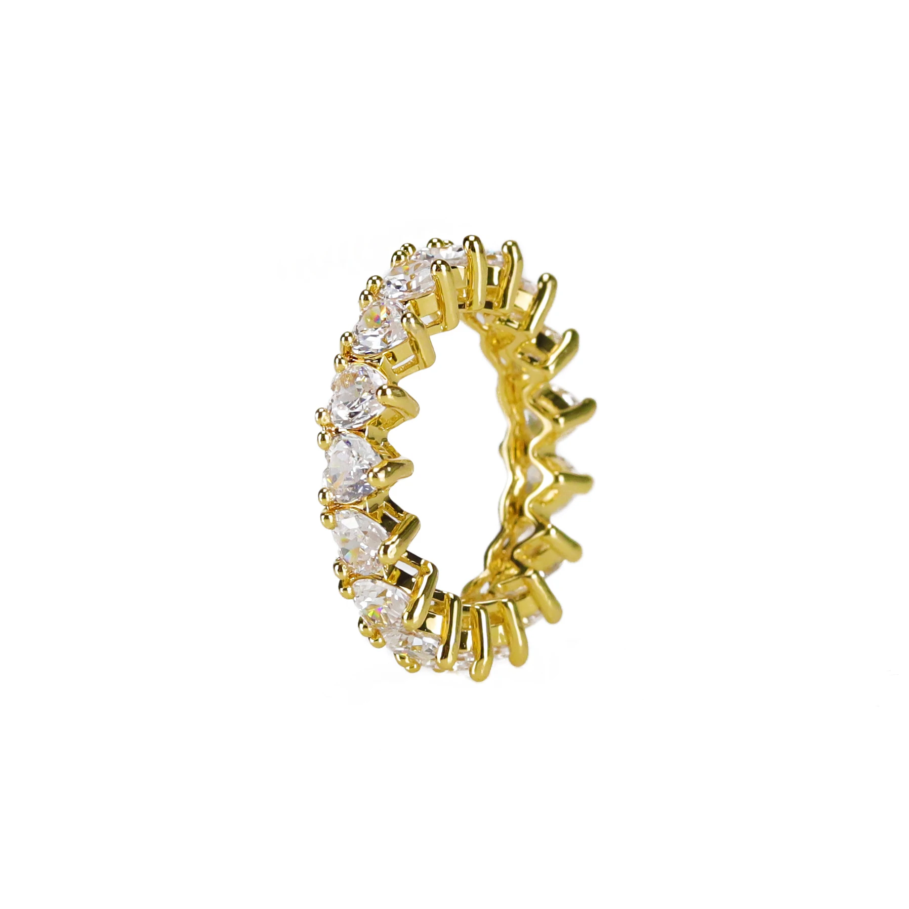 Móda strieborno Zlatú Farbu Žien krúžok Cubic Zirconia Srdci Crystal Zapojenie Prst Strany, Snubné Prstene, Šperky pre ženy Obrázok 0