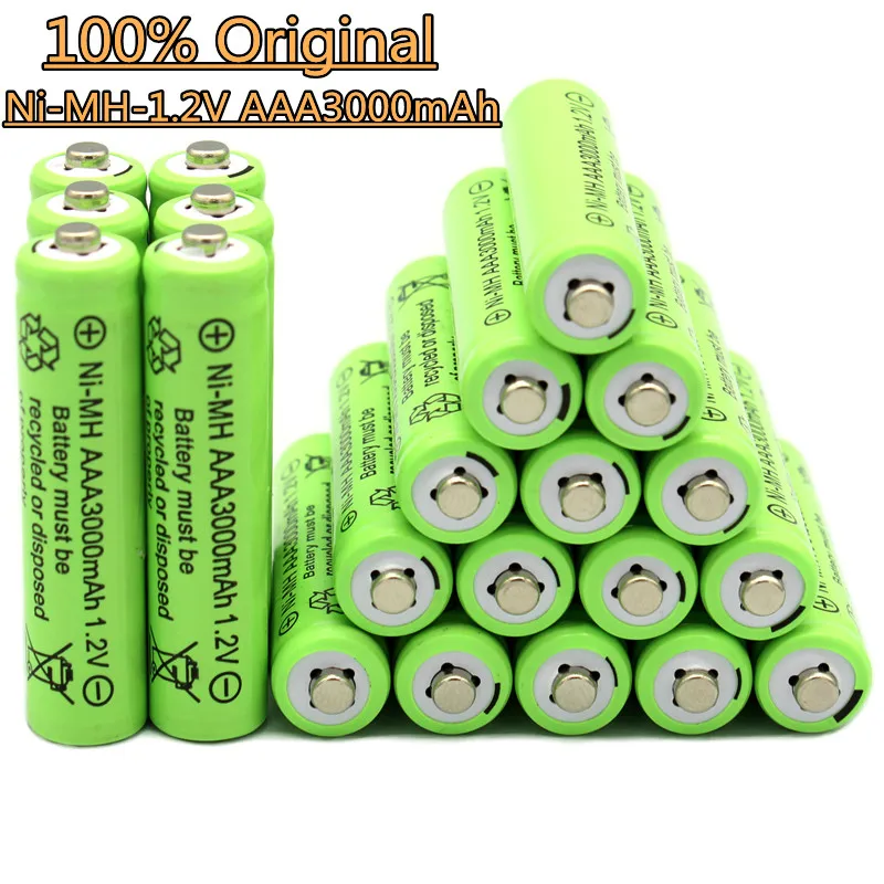 100% originálne AAA hydridu niklu nabíjateĺnou batériou. 3A 3000mAh 1.2 V nabíjateľné batérie AAA 1000 cyklu batérie Obrázok 0