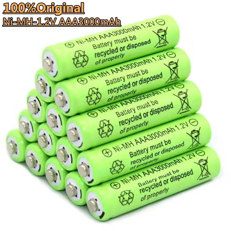 100% originálne AAA hydridu niklu nabíjateĺnou batériou. 3A 3000mAh 1.2 V nabíjateľné batérie AAA 1000 cyklu batérie Obrázok 1