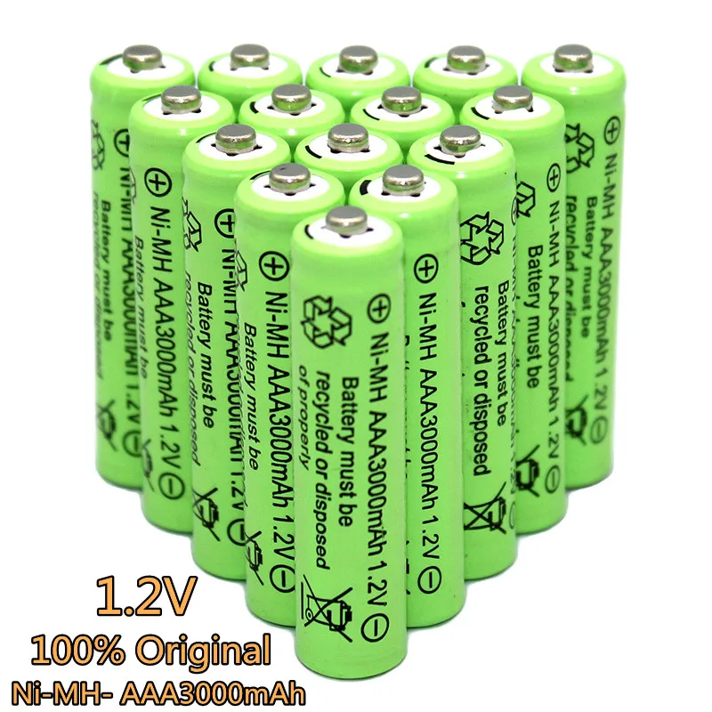 100% originálne AAA hydridu niklu nabíjateĺnou batériou. 3A 3000mAh 1.2 V nabíjateľné batérie AAA 1000 cyklu batérie Obrázok 5