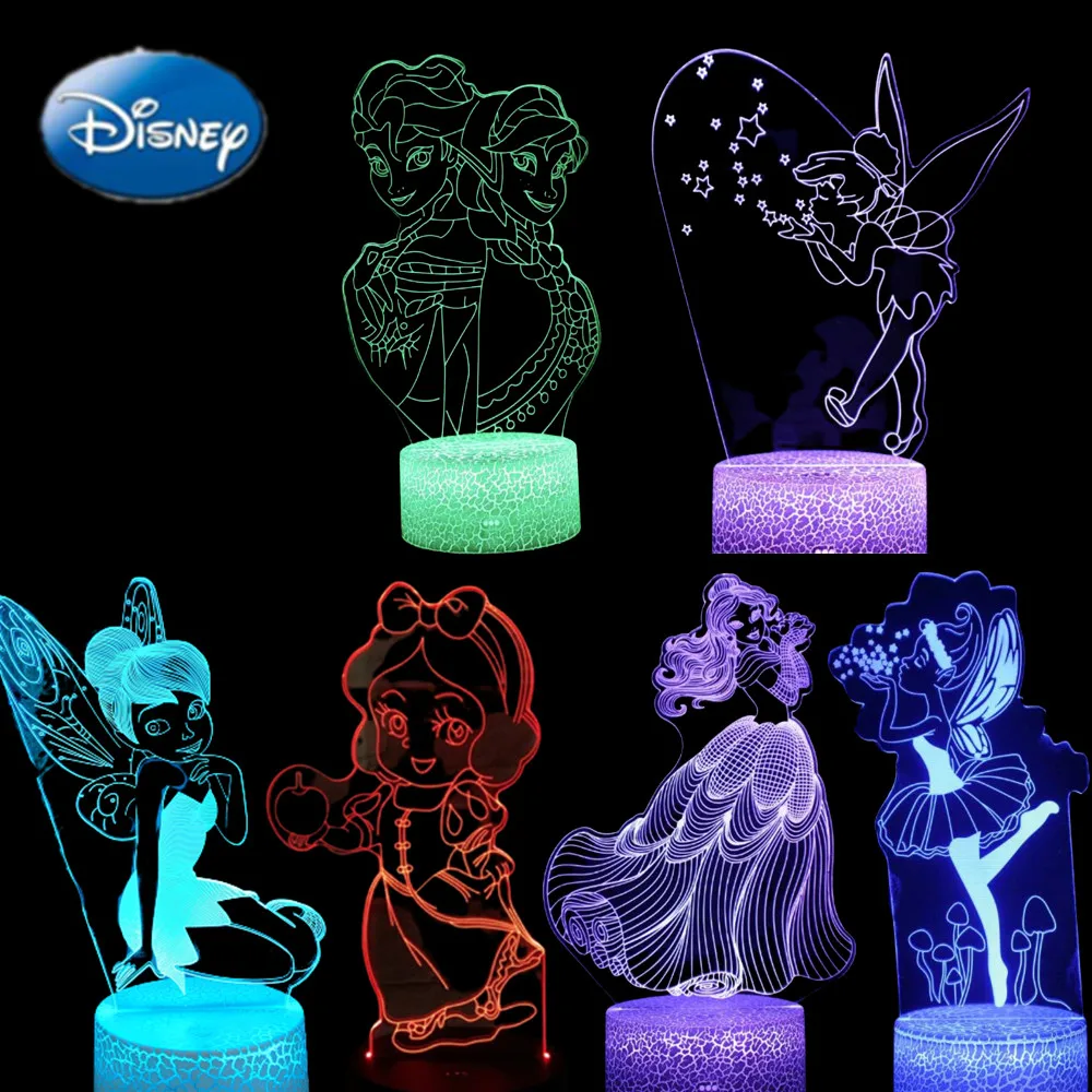 Disney 3D Nočné Osvetlenie Elsa Anna Encanto LED Lampara Morská víla Princezná Obrázok Alice Popoluška Jasmine Osvetľovač, Mrazené II Lampa Obrázok 0