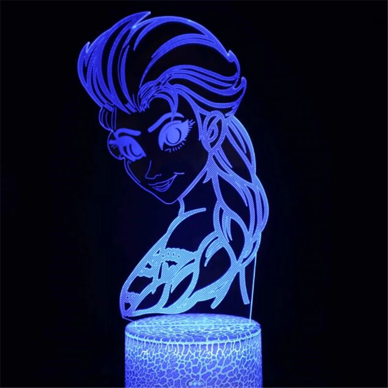 Disney 3D Nočné Osvetlenie Elsa Anna Encanto LED Lampara Morská víla Princezná Obrázok Alice Popoluška Jasmine Osvetľovač, Mrazené II Lampa Obrázok 2