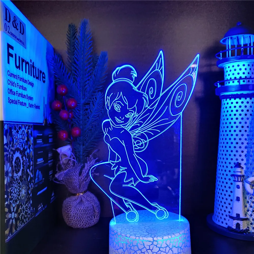 Disney 3D Nočné Osvetlenie Elsa Anna Encanto LED Lampara Morská víla Princezná Obrázok Alice Popoluška Jasmine Osvetľovač, Mrazené II Lampa Obrázok 3