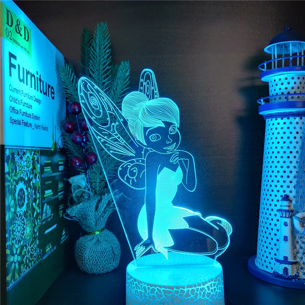 Disney 3D Nočné Osvetlenie Elsa Anna Encanto LED Lampara Morská víla Princezná Obrázok Alice Popoluška Jasmine Osvetľovač, Mrazené II Lampa Obrázok 4