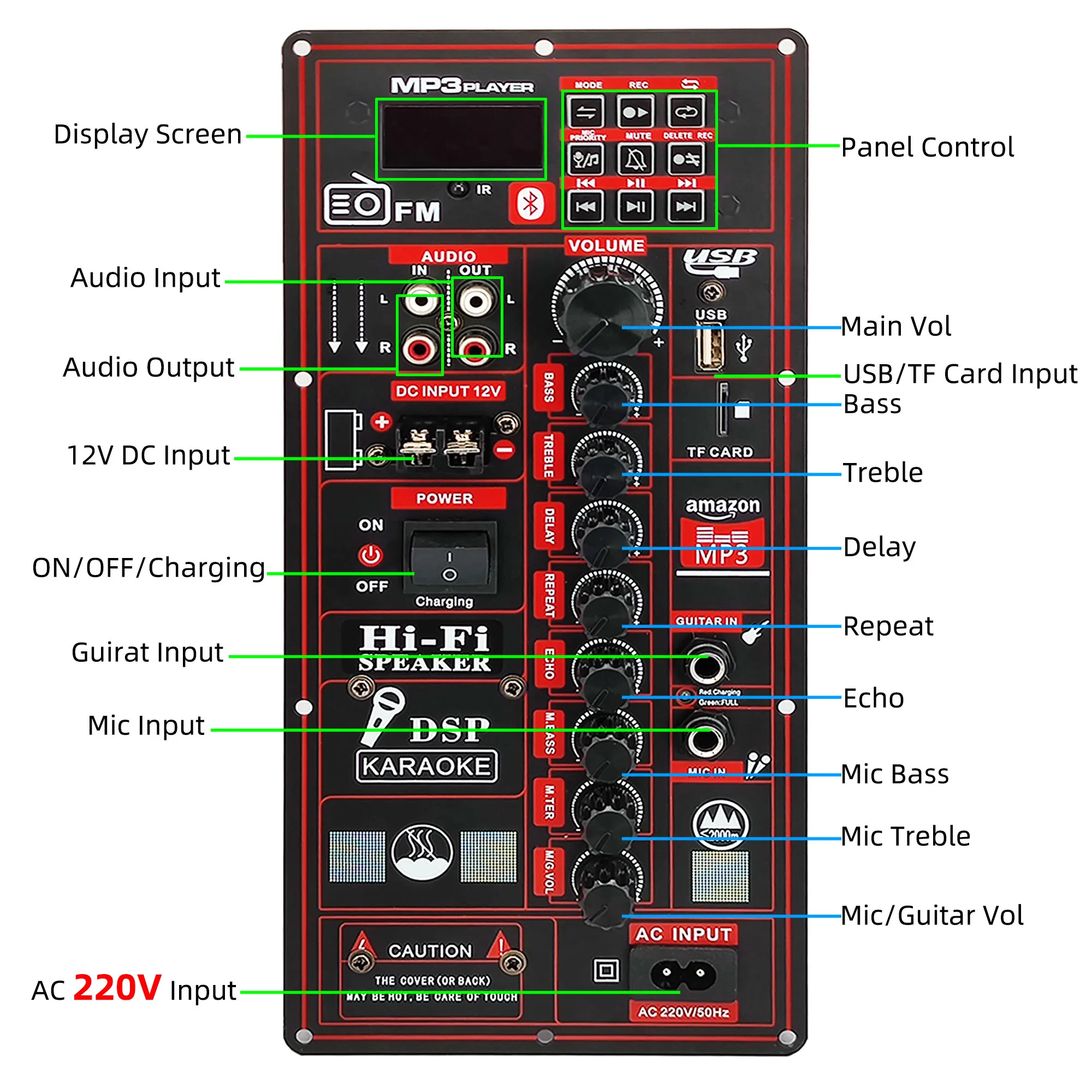 12V 220V Bluetooth Digitálne 150W Zosilňovač Rada pre 6-12 Palcový Reproduktor Panel s Mikrofónom Gitara Domáce Kino DIY s Diaľkovým Obrázok 1
