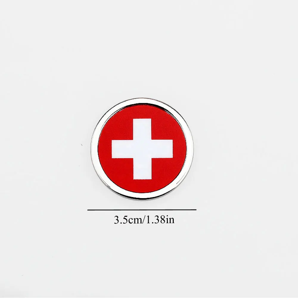 1 Ks Auto Vonkajšie Príslušenstvo Švajčiarska Vlajka Nálepky Kovové MINI Kola Znak Pre Toyota Rover Dodge Škoda Obrázok 4