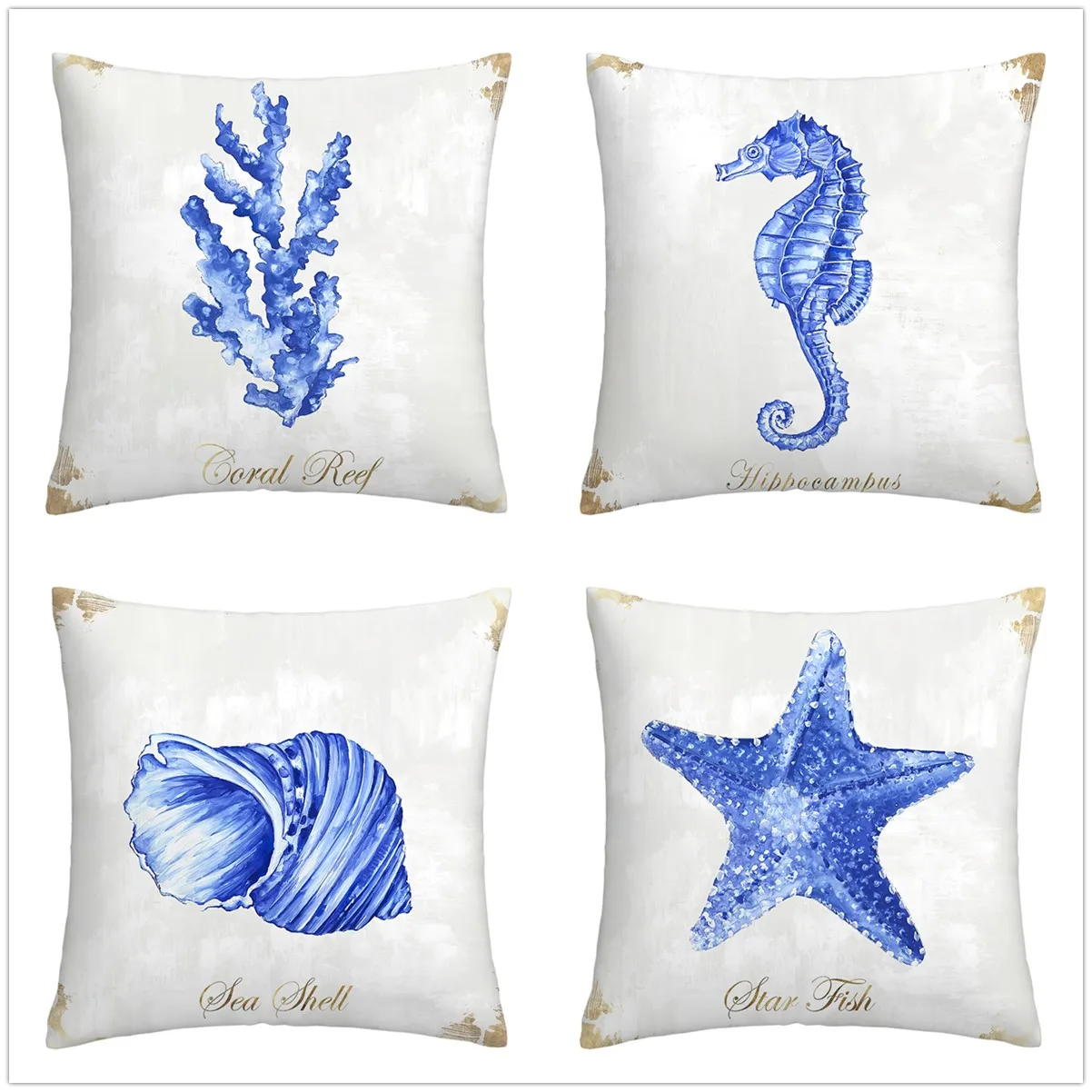 Modrá seahorse coral hviezdice obliečky na vankúš sofa vankúš domáce dekorácie môžu byť prispôsobené pre vás jesenné dekorácie Obrázok 0