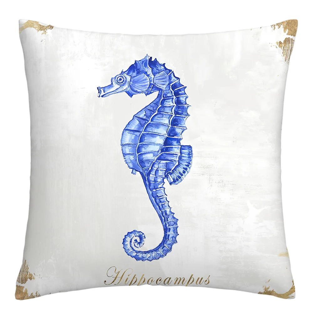 Modrá seahorse coral hviezdice obliečky na vankúš sofa vankúš domáce dekorácie môžu byť prispôsobené pre vás jesenné dekorácie Obrázok 2