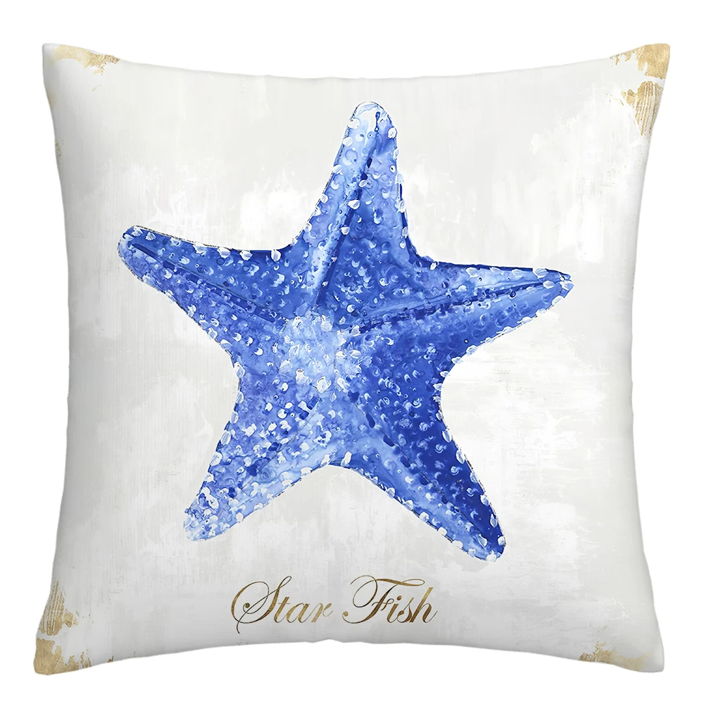 Modrá seahorse coral hviezdice obliečky na vankúš sofa vankúš domáce dekorácie môžu byť prispôsobené pre vás jesenné dekorácie Obrázok 3