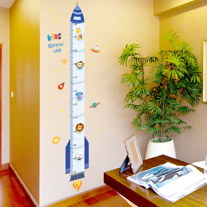 [SHIJUEHEZI] Výška Opatrenie Samolepky na Stenu DIY Cartoon Rocket Stenu pre Deti Izby Detská Spálňa Detská Domáce Dekorácie Obrázok 0