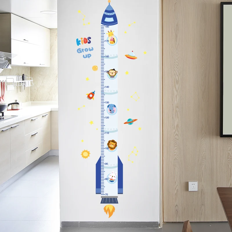 [SHIJUEHEZI] Výška Opatrenie Samolepky na Stenu DIY Cartoon Rocket Stenu pre Deti Izby Detská Spálňa Detská Domáce Dekorácie Obrázok 2