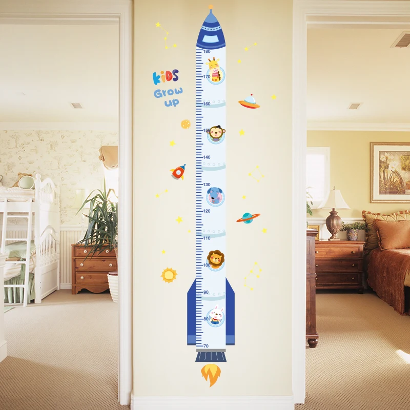 [SHIJUEHEZI] Výška Opatrenie Samolepky na Stenu DIY Cartoon Rocket Stenu pre Deti Izby Detská Spálňa Detská Domáce Dekorácie Obrázok 3