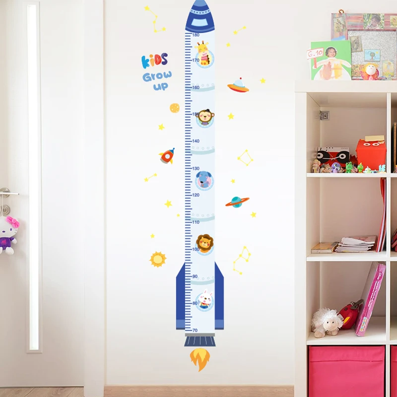 [SHIJUEHEZI] Výška Opatrenie Samolepky na Stenu DIY Cartoon Rocket Stenu pre Deti Izby Detská Spálňa Detská Domáce Dekorácie Obrázok 5