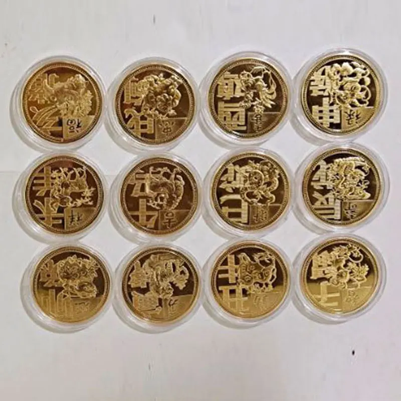 2022 Nový Rok Zlaté Mince Je Dvanásť Zodiac Tiger Pamätné Mince Kolekcie Darček Dekoračné Mince Zber Dekorácie Tovaru Obrázok 1