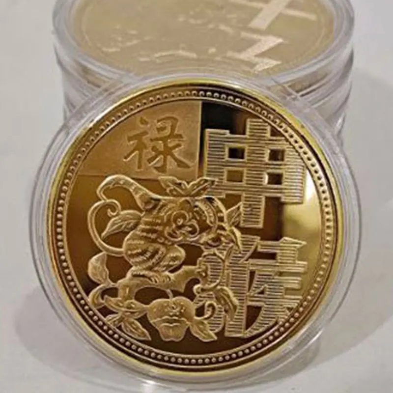 2022 Nový Rok Zlaté Mince Je Dvanásť Zodiac Tiger Pamätné Mince Kolekcie Darček Dekoračné Mince Zber Dekorácie Tovaru Obrázok 5
