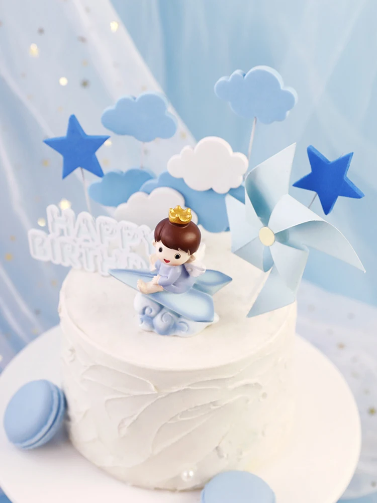 Papierové Lietadlo Cake Decoration Chlapec Dievča Astronaut Mäkké Keramiky Cloud Vlasy Loptu Tortu Pečenie Detí, Narodeniny Tortu Vyzdobiť Obrázok 2