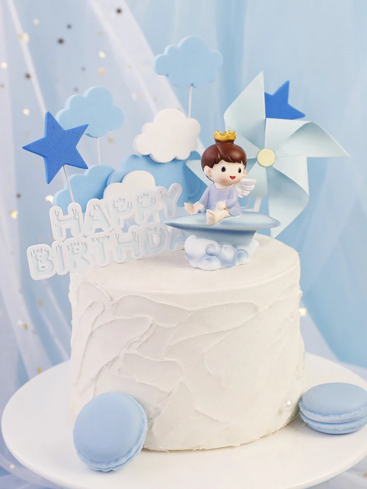 Papierové Lietadlo Cake Decoration Chlapec Dievča Astronaut Mäkké Keramiky Cloud Vlasy Loptu Tortu Pečenie Detí, Narodeniny Tortu Vyzdobiť Obrázok 3