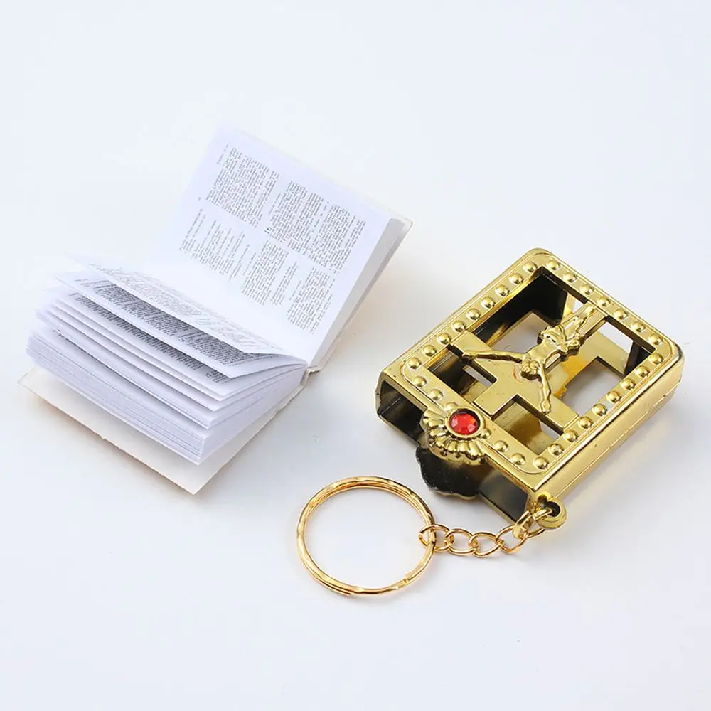 Špeciálne Mini Bibliu Keychain Anglický Náboženský Miniatúrne Papier Duchovné, Kresťanské Ježiš Kryt Keyring Darček Obrázok 0