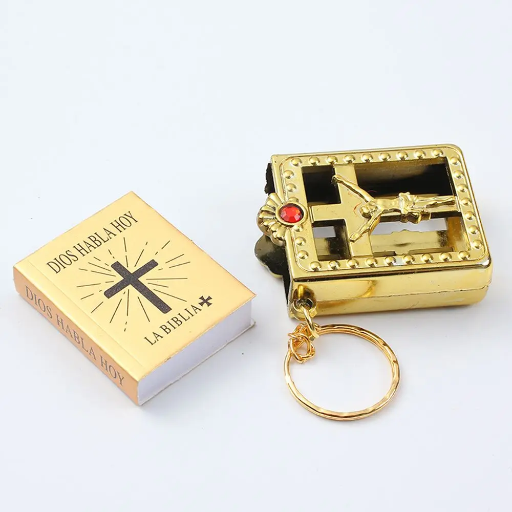 Špeciálne Mini Bibliu Keychain Anglický Náboženský Miniatúrne Papier Duchovné, Kresťanské Ježiš Kryt Keyring Darček Obrázok 5