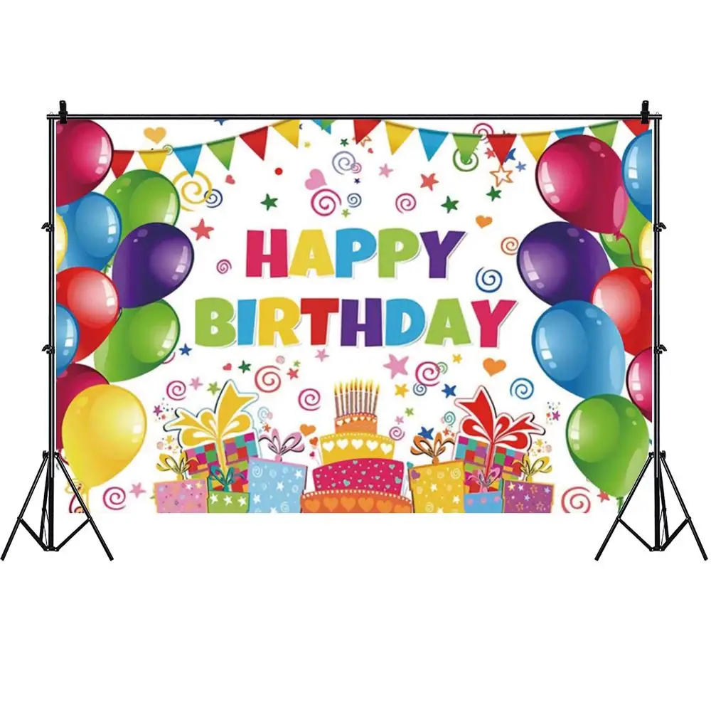 Farebné Balóny Happy Birthday Party, Fotografovanie Pozadie Fotografie Pozadí Cake Decoration Studio Prop Banner Obrázok 0