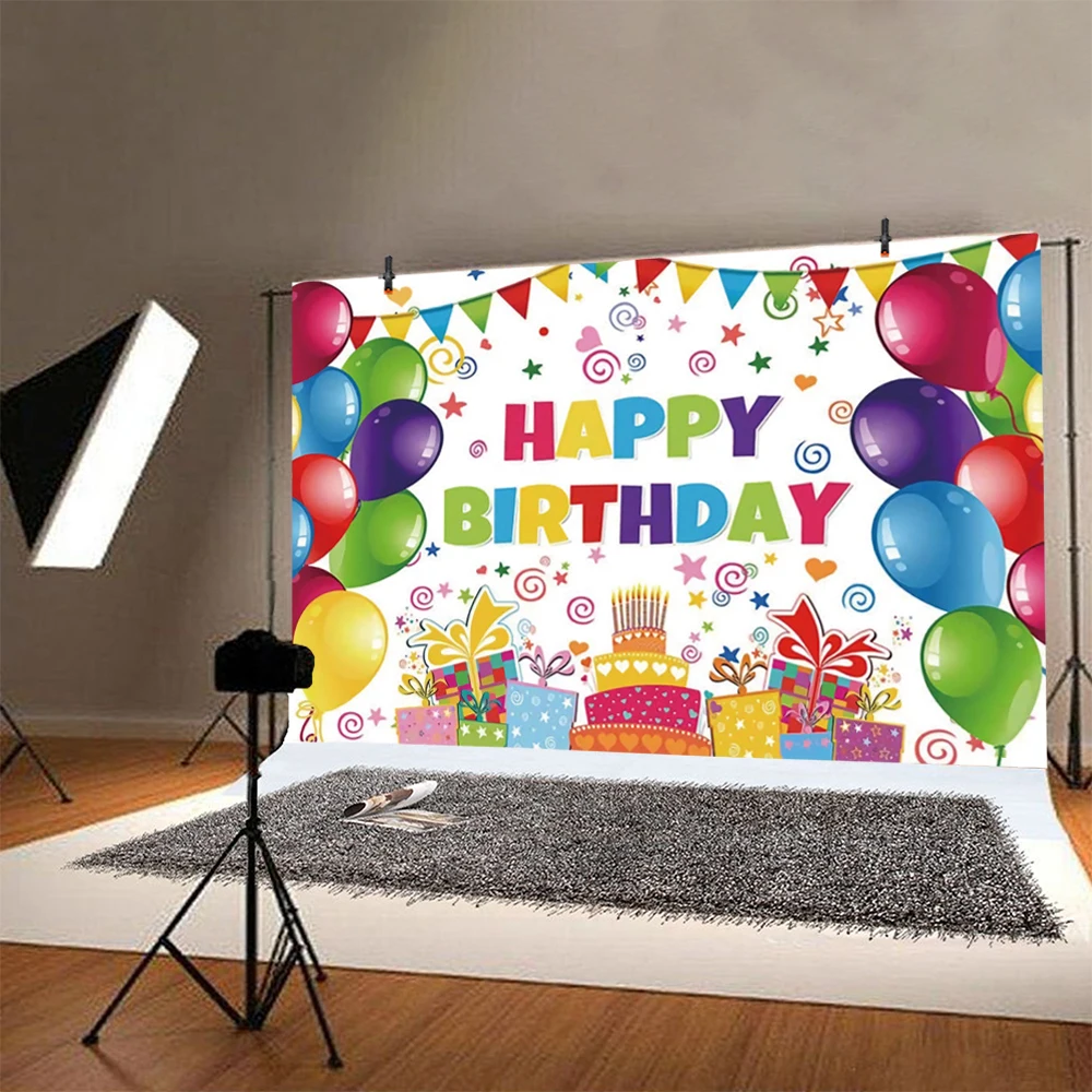 Farebné Balóny Happy Birthday Party, Fotografovanie Pozadie Fotografie Pozadí Cake Decoration Studio Prop Banner Obrázok 1
