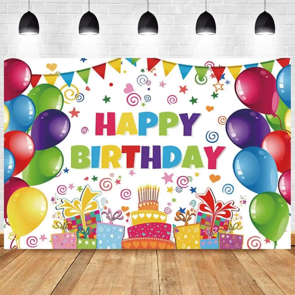 Farebné Balóny Happy Birthday Party, Fotografovanie Pozadie Fotografie Pozadí Cake Decoration Studio Prop Banner Obrázok 2