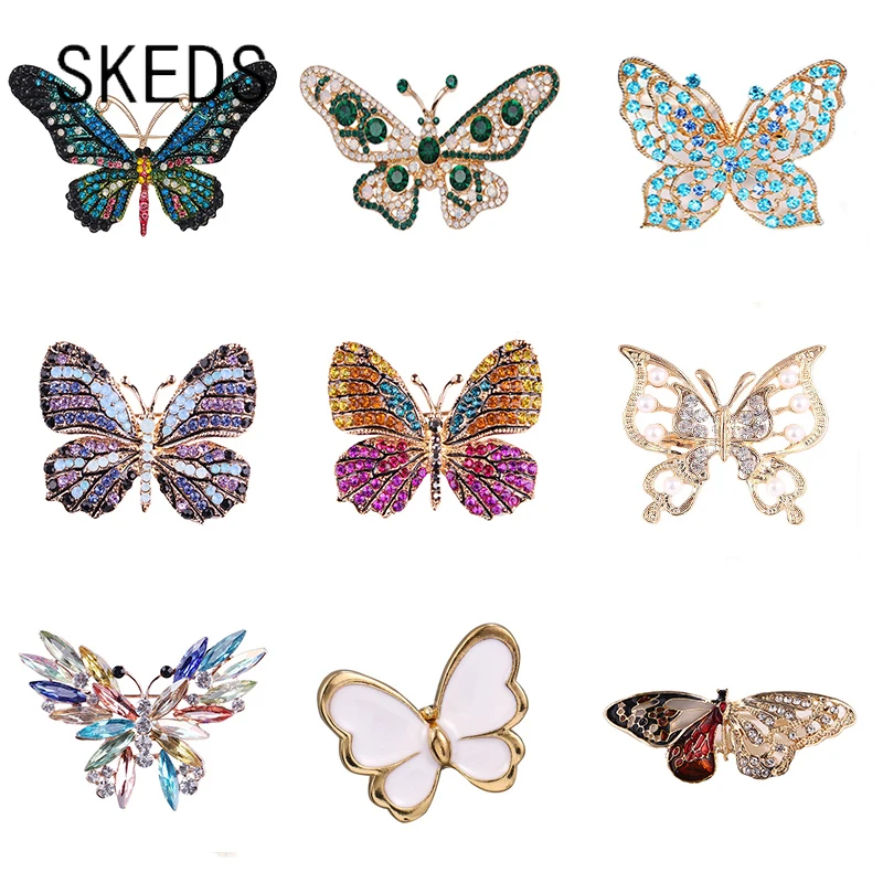 SKEDS Móda Plná Crystal Motýľ Ženy Brošne Kolíky Luxusné Hmyzu Série Roztomilý Odznaky Vintage Vyhovovali Odevné Doplnky, Darčeky Obrázok 0