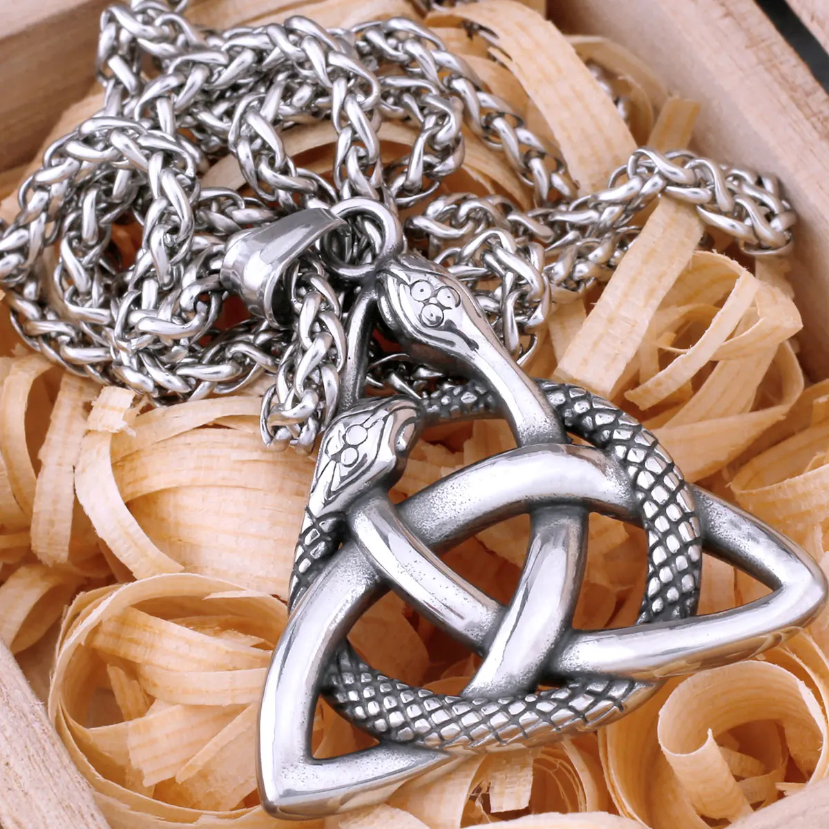 Nordic Viking Trojice Symbol Náhrdelník Mužov z Nehrdzavejúcej Ocele Ouroboros Amulet Prívesok Náhrdelník Módne Hip Hop, Punk Šperky Darček Obrázok 3
