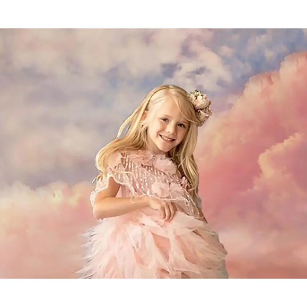 Ružové Oblaky Dievča Fotografie Pozadie Fantasy Sky Textúra Blue Sky Sunshne Deti, Dospelých Portrét Pozadí Vinyl Photo Studio Obrázok 1