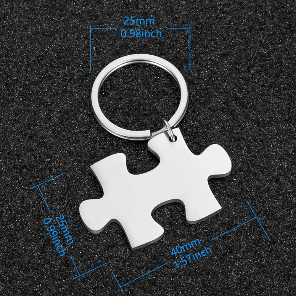 Prispôsobený Meno Keychain pre Mužov Personalizované Puzzle Pár z Nehrdzavejúcej Ocele, Šperky Krúžok na Výročie Strany Darček Obrázok 2