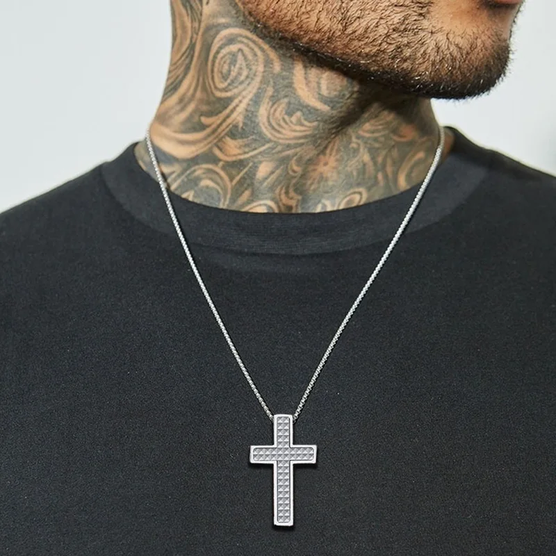 Kríž Mužov Náhrdelník, Muži Náboženské Kríž Kresťanský Prívesok Náhrdelníky, z Nehrdzavejúcej Ocele Muž Kresťania Šperky Obrázok 1