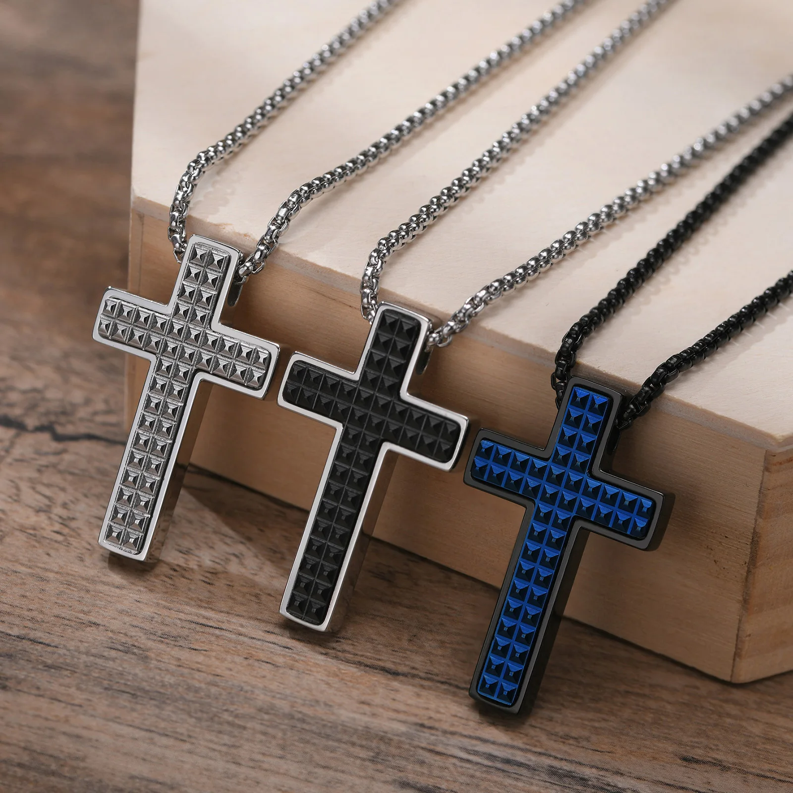 Kríž Mužov Náhrdelník, Muži Náboženské Kríž Kresťanský Prívesok Náhrdelníky, z Nehrdzavejúcej Ocele Muž Kresťania Šperky Obrázok 3