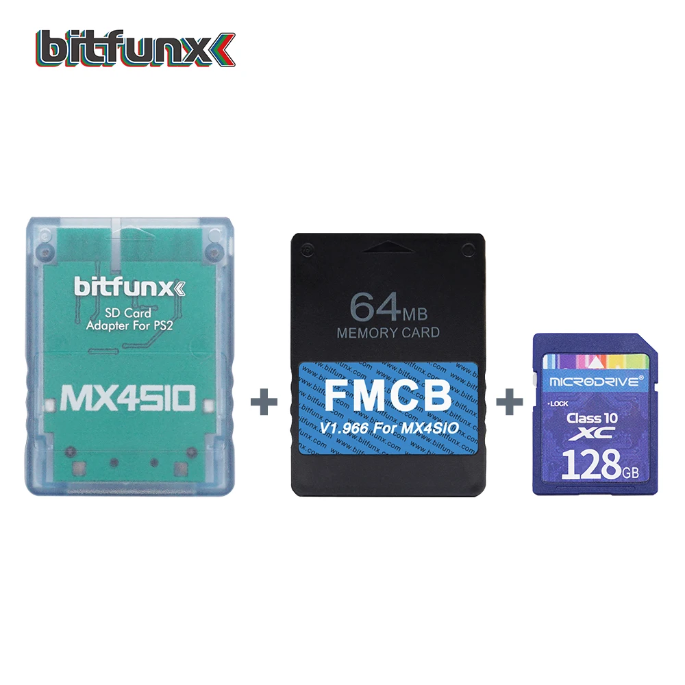 Bitfunx DIY MX4SIO SIO2SD SD Kartu Adaptér pre Herné Konzoly PS2 + V1.966 64MB FMCB OPL1.2.0 Combo Karty Obrázok 4