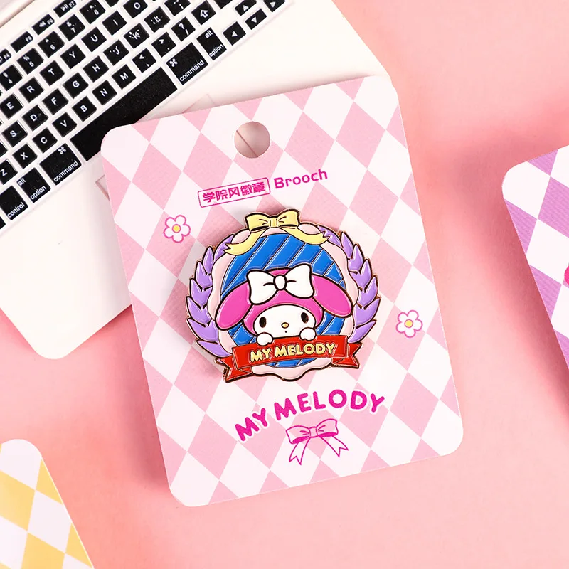 Kawaii Príslušenstvo Kovové Odznaky Kitty Kuromi Moje Melódie Cinnamoroll Sanriod Cartoon Brošňa Pamätná Medaila Darčeky pre Deti Obrázok 3