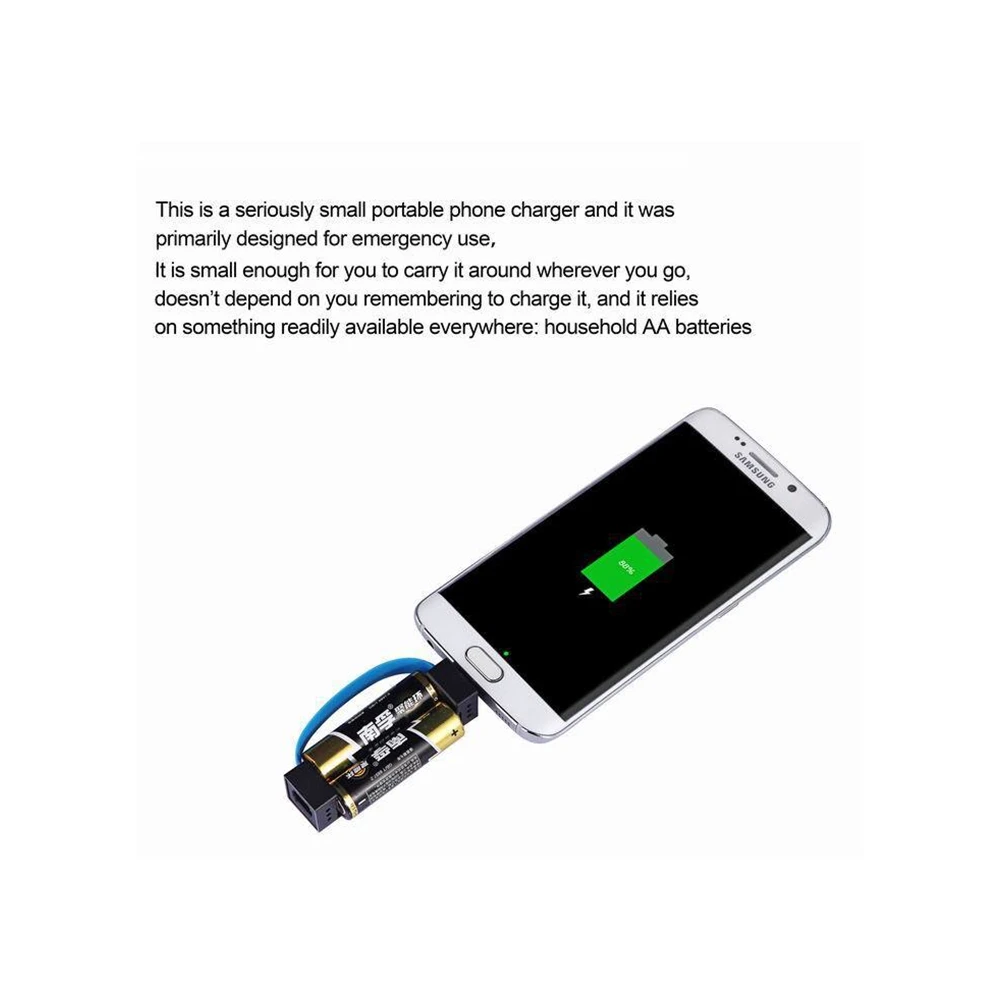 Prenosné núdzová nabíjačka telefónu napájaný 2 ks AA batérií s Micro USB/ USB-C/ A pple konektory pre univerzálne telefón 1pcs Obrázok 4