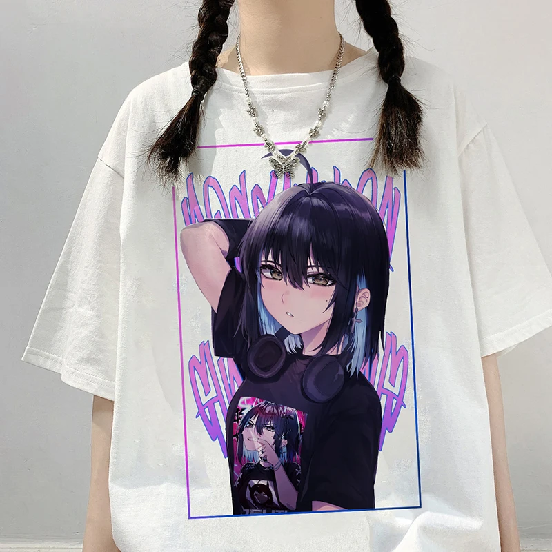 Japonské Anime Girl Vytlačené Hip Hop Nadrozmerné T-shirt Harajuku Letné Krátke Rukávy Ženy Tričko Fashion Y2k Šaty, Topy Tees Obrázok 1