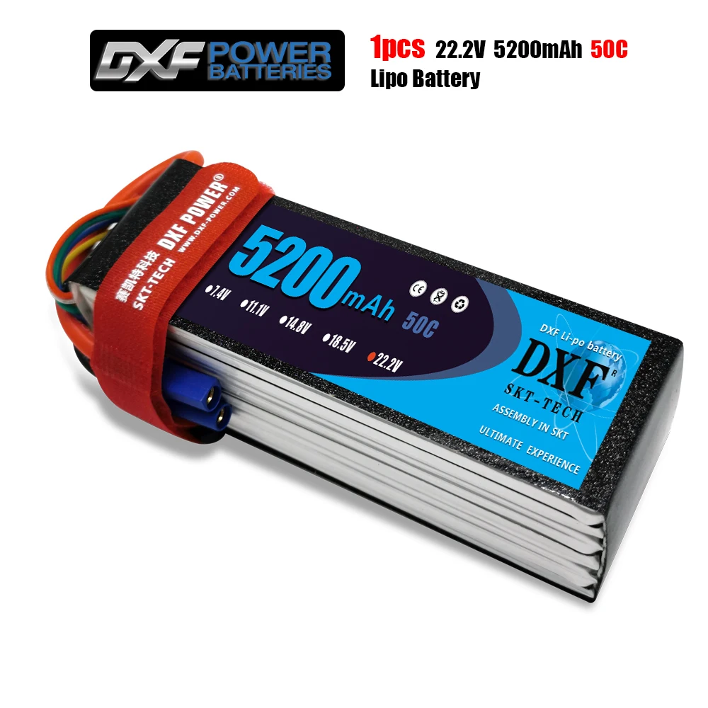 2021 DXF batérie 6S lipo 22.2 V 5200mah 50C Max 100C Hračky a Záľuby Pre Vrtuľníky, RC Modely, Li-polymérová Batéria Obrázok 1