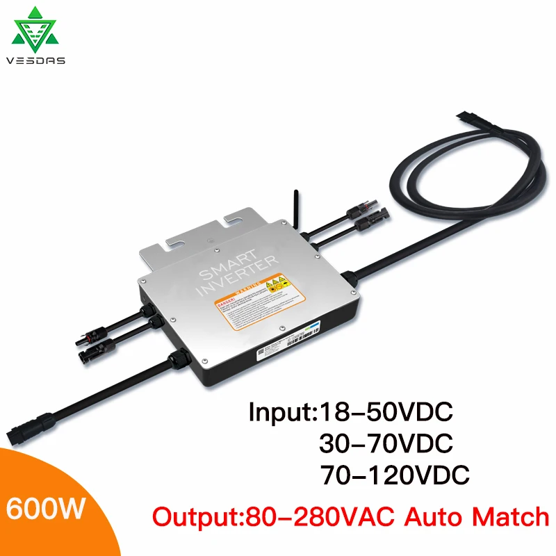 600W 700w Smart Microinverter Čistá Sínusová Vlna Energie Solárna Micro Na Grid Kravatu invertor 24V 36V DC 110v 220V AC pre Solárny Panel Obrázok 0