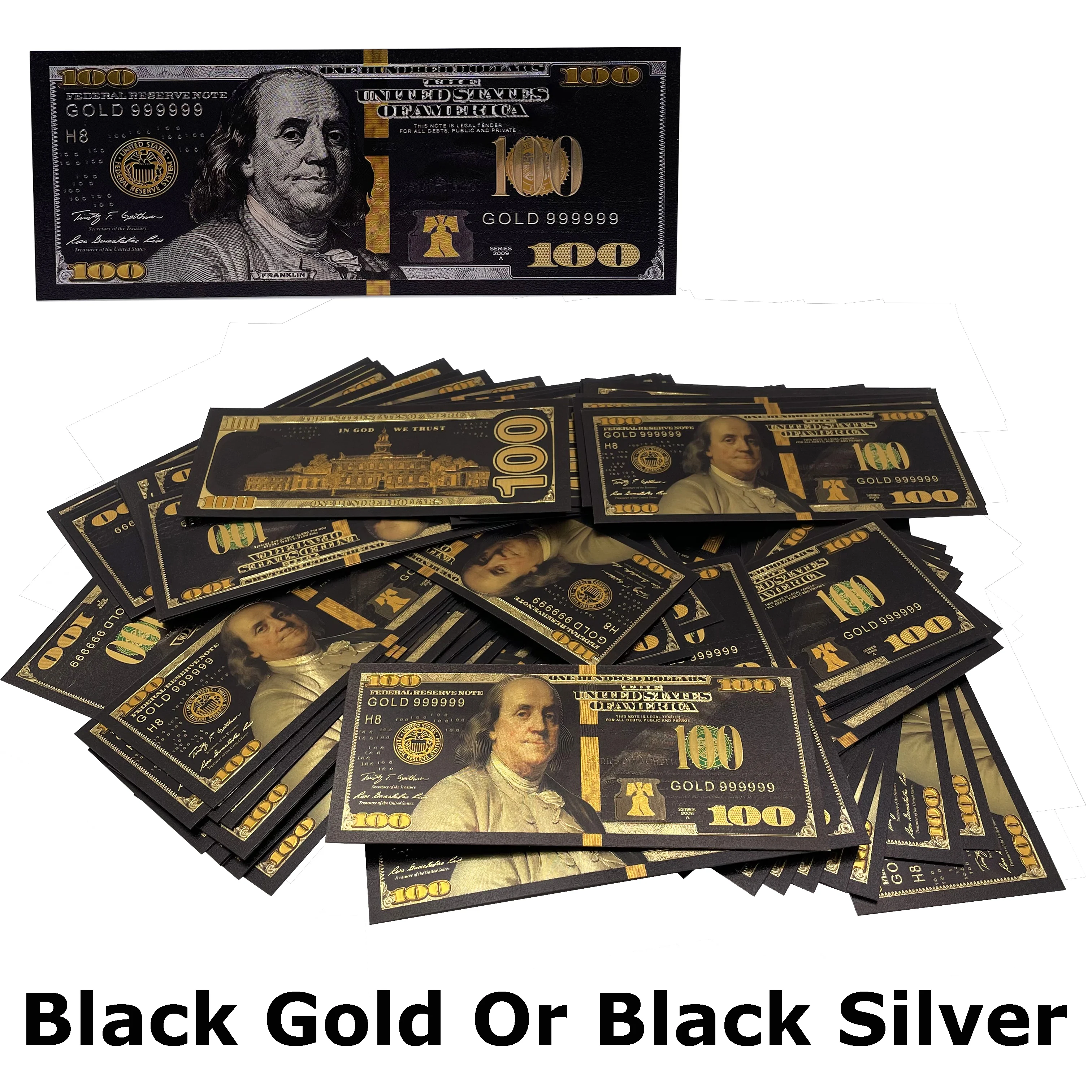 Cool Čierna Farba, Sto AMERICKÝCH Dolároch Zlatej Fólie Bankoviek Farebné 24k Zlata v AMERICKÝCH Dolároch Bankoviek za so suvenírmi a Zber Darček Obrázok 0