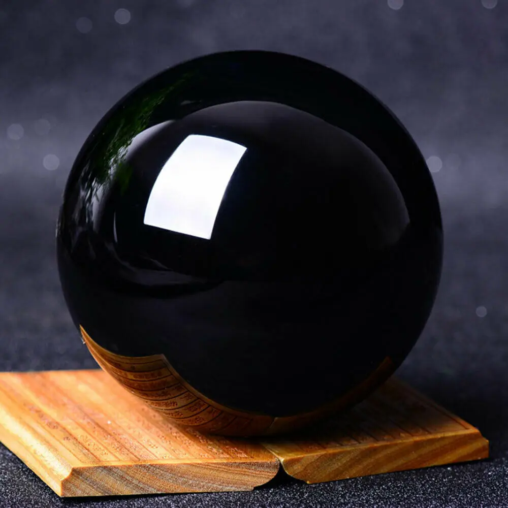 20-60 mm Ázijské Prírodné Čierna Obsidián Oblasti Kremeň Magic Ball Liečenie Reiki Rock Stone Zberateľstvo Bez stojana Obrázok 1
