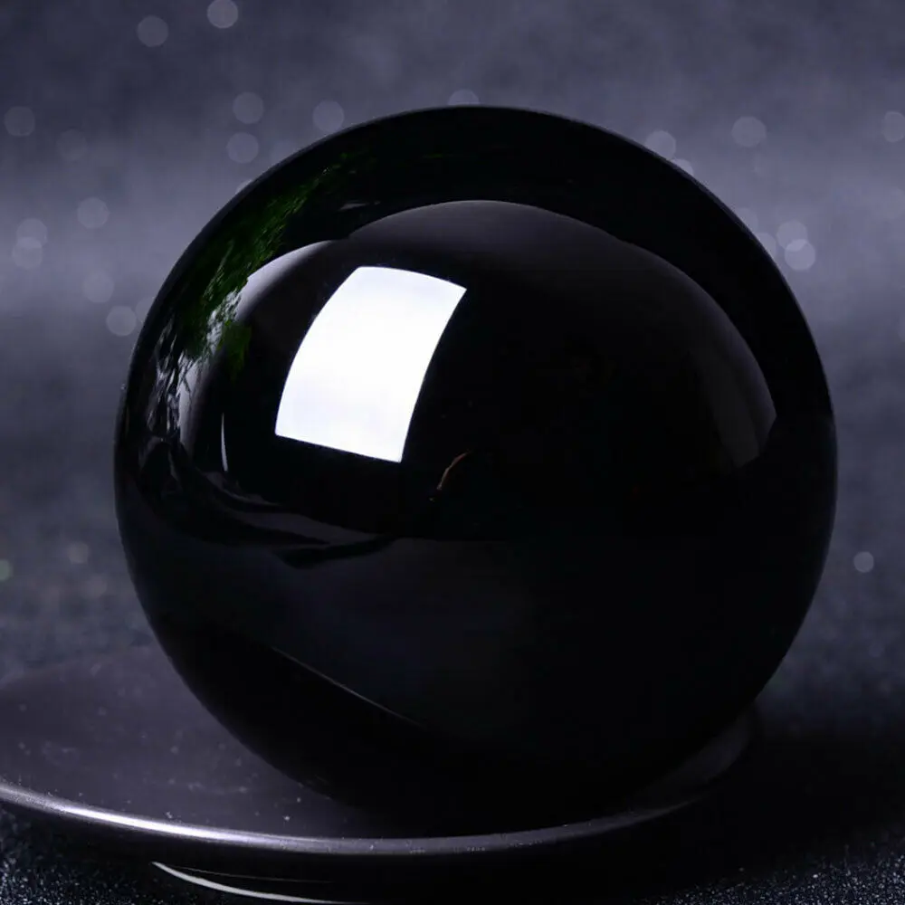 20-60 mm Ázijské Prírodné Čierna Obsidián Oblasti Kremeň Magic Ball Liečenie Reiki Rock Stone Zberateľstvo Bez stojana Obrázok 2