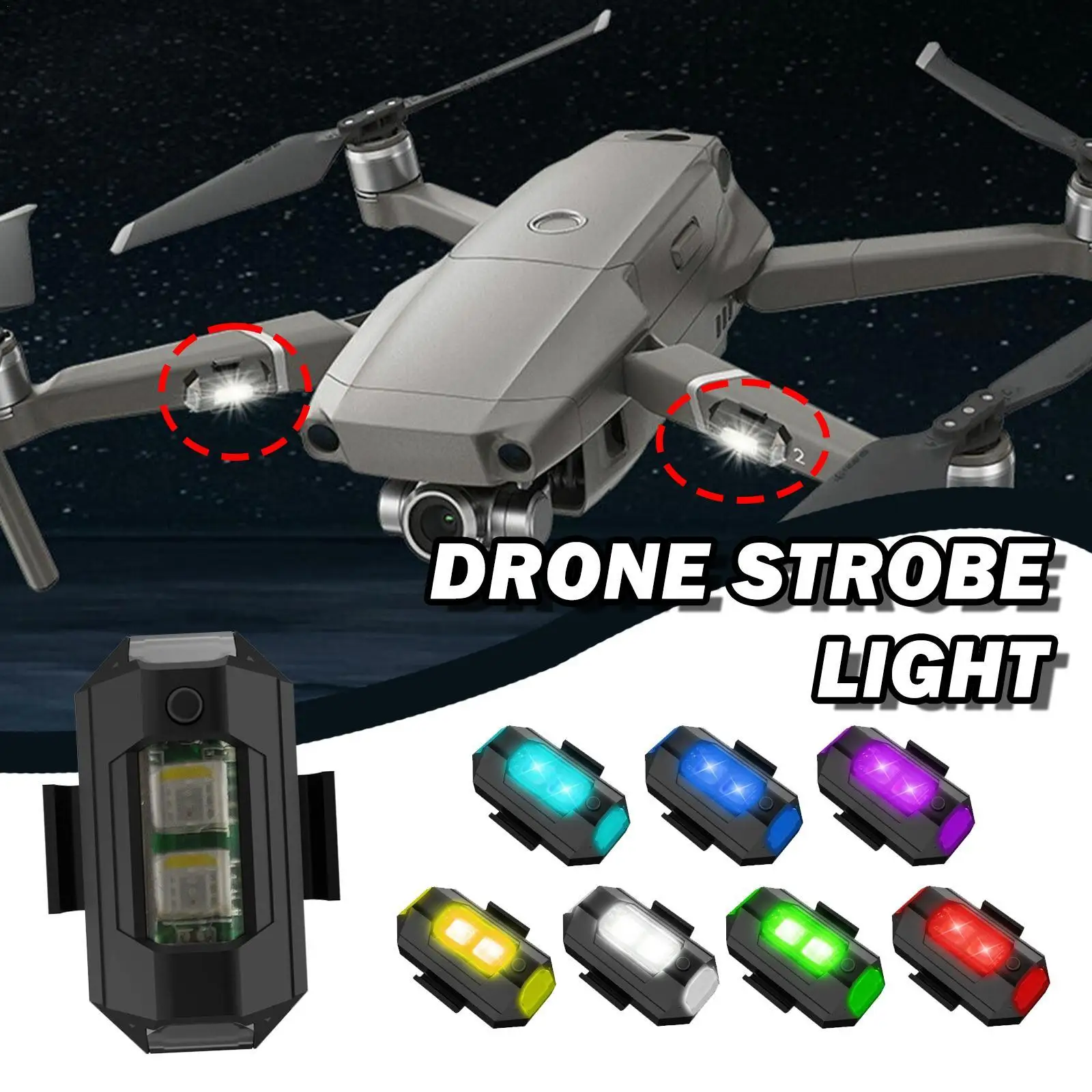 7 Farby Drone Strobe Light USB LED Anti-Kolízie Bicykli Chvost /Model Lietadla Lietanie v Noci Mini Signál Blikajúce Výstražné Svetlo Obrázok 0
