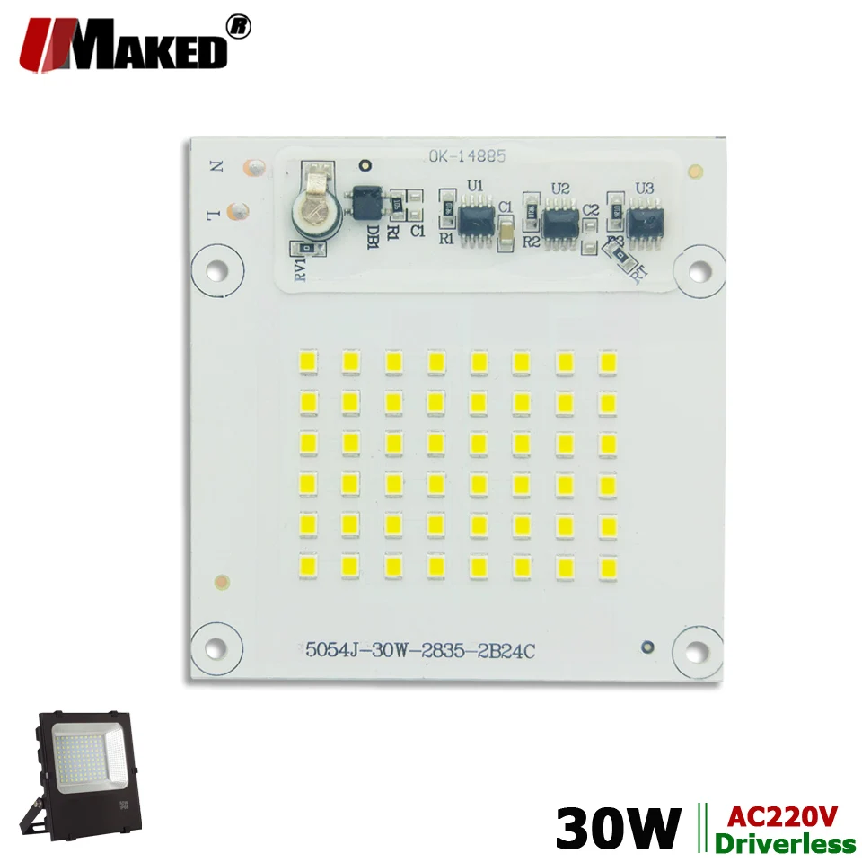 AC220V SMD 2835 LED PCB 30W 82x82mm LED Svetlomet Modul Hliníkový plech Biela/Teplá SMD2835 Smart IC Ovládač Pre bodové svetlo Lampy Obrázok 0