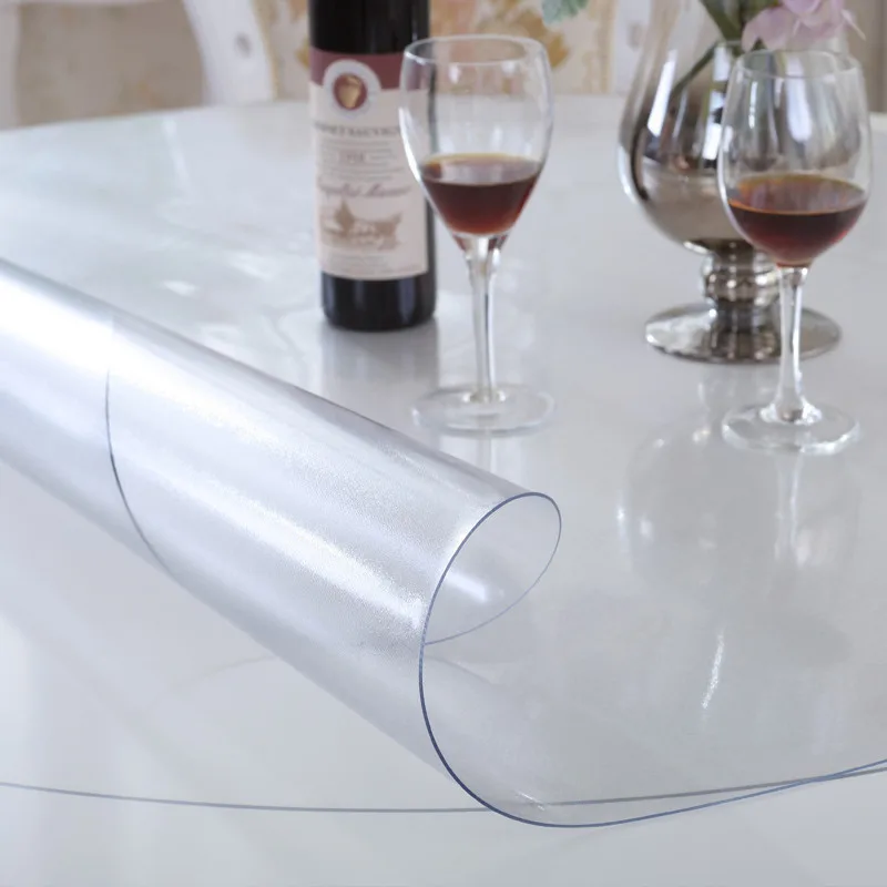 Drevené ochranu podložky mäkké sklo silikónové podložky transparentné PVC obrus odolná voči vode a olejom-doklad, kuchynský stôl obrus 1.0 mm Obrázok 2