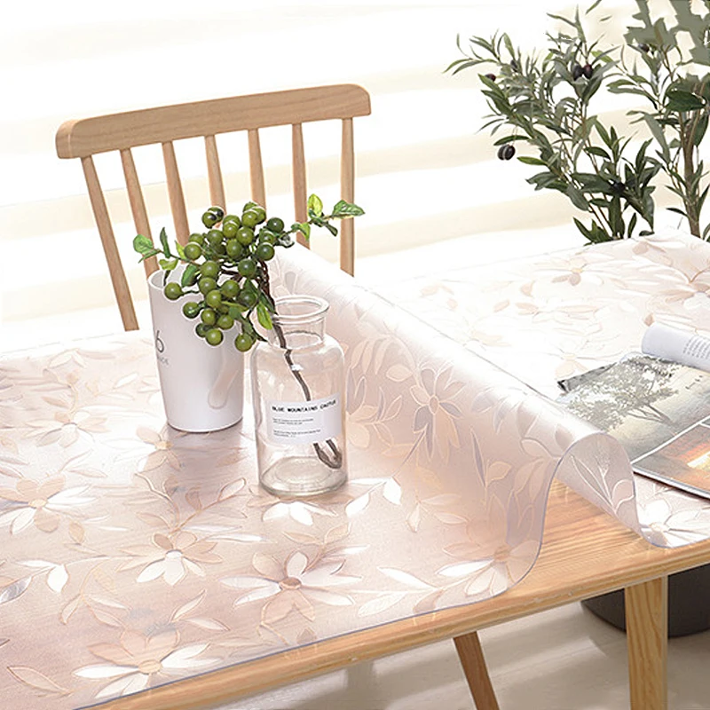 Drevené ochranu podložky mäkké sklo silikónové podložky transparentné PVC obrus odolná voči vode a olejom-doklad, kuchynský stôl obrus 1.0 mm Obrázok 5